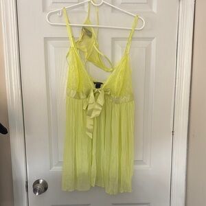 Lace Trim Bright Yellow Babydoll Dress
